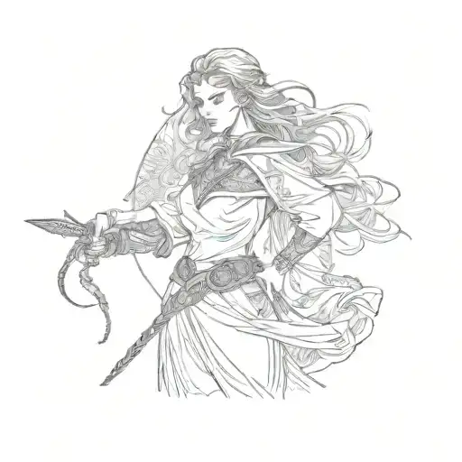 A Woman Holding A Sword