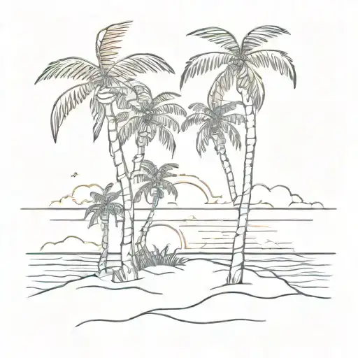 Sunset Beach Sunset With Palm Trees