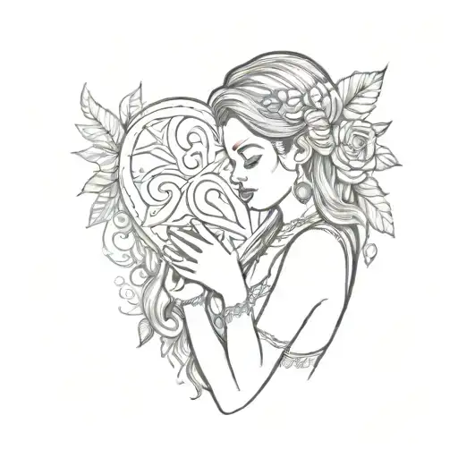 Sad Mexican Culture Women Holding Her Broken Heart