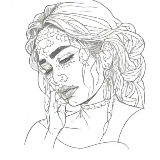 Sad Mexican Women Crying Look Up