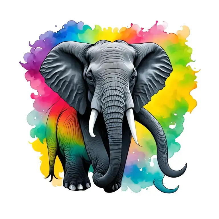 Elephant Head With Colored Aura Surrounding Them