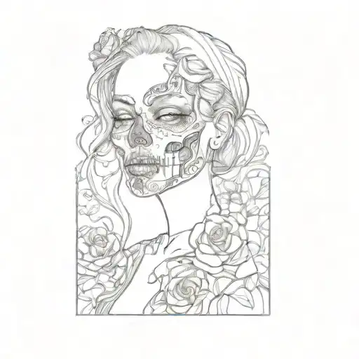 A Woman With A Skull Face