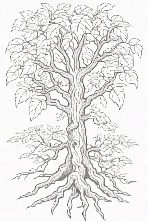 Pecan Tree With Roots Inside Diamond Outline