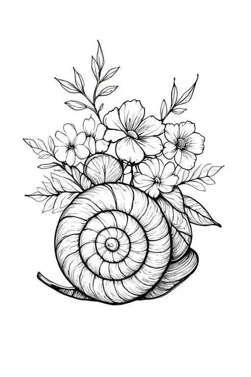 Snail And Florals Geometric Design Inspired