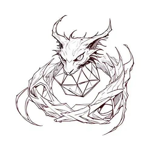 A Displacer Beast Surrounding A D20