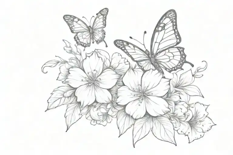 Flowers And Butter Fly
