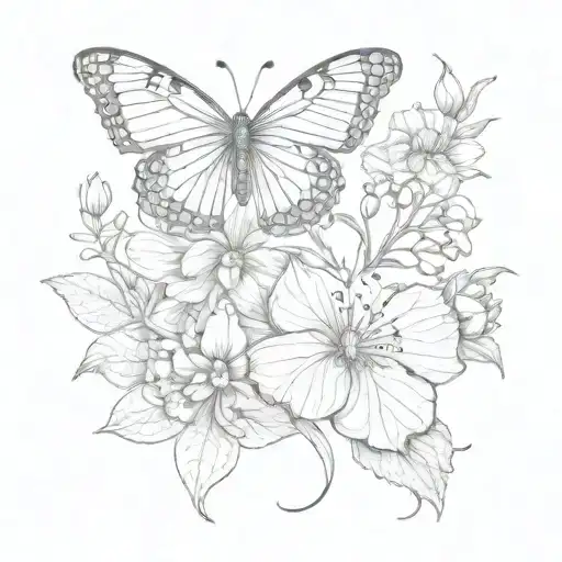 Butterfly And Birth Flower July Birth Flower