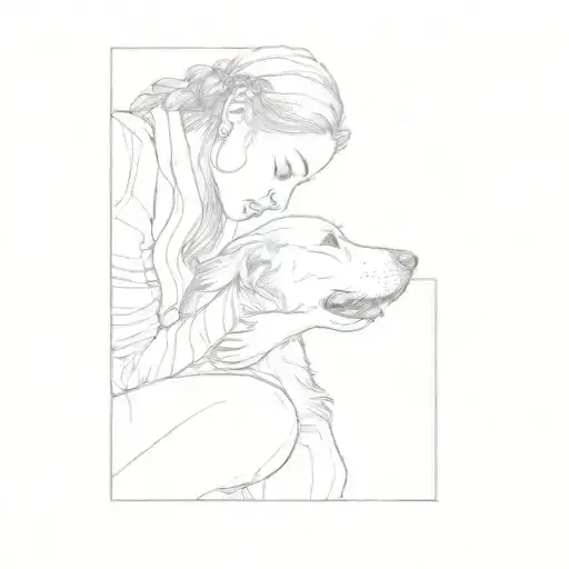 A Girl With A Dog Touching Noses