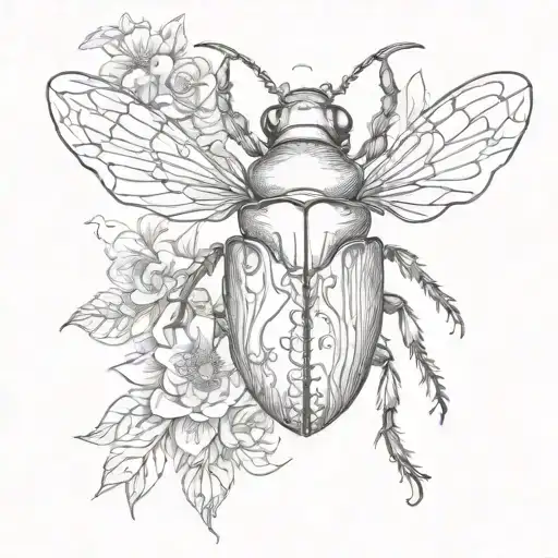 Beetle With Flowers