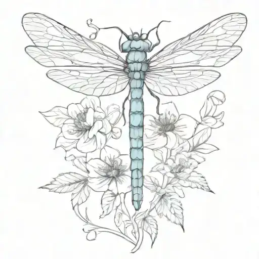 Dragonfly And Flowers Growing