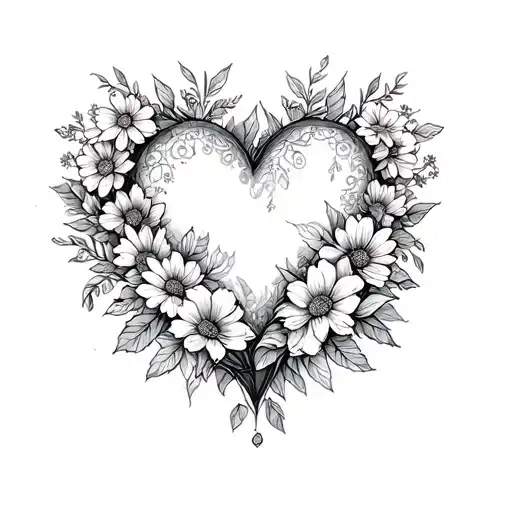 A Heart Surrounded With Flowers