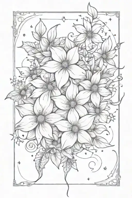 Flowers On The Hip With Little Stars Surrounding