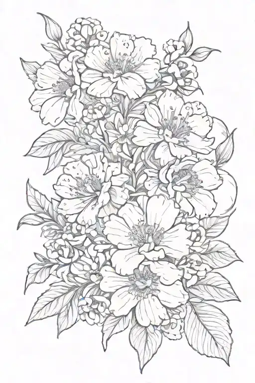 Marigolds And Apple Blossoms Blooming