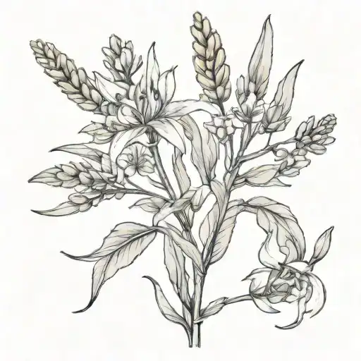 Asphodel And Wormwoon Plants Intertwined