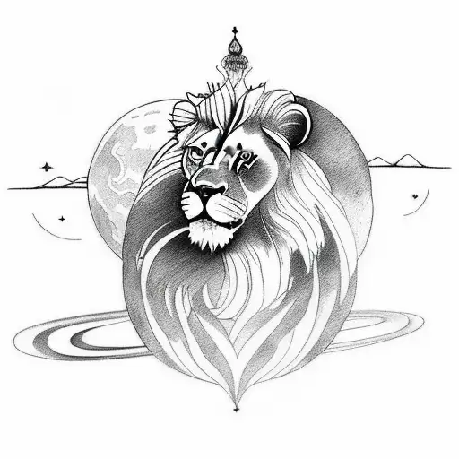 Design A Tattoo Featuring A Lion And The Venus Planet In A Unique Way