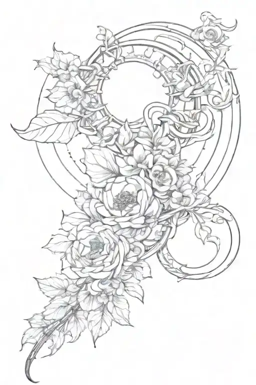 Spine Tattoo With Flowers