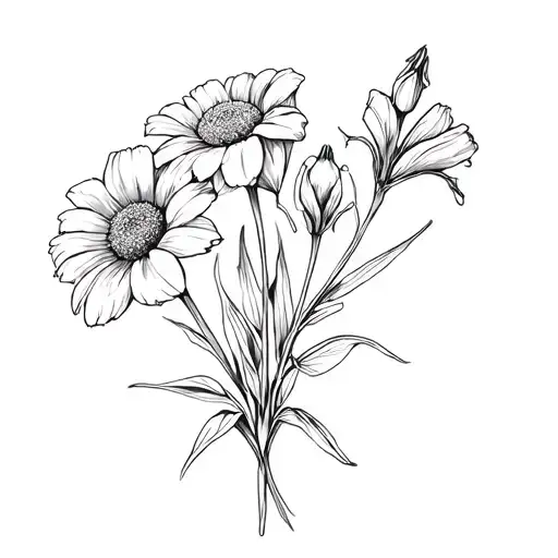 Marigold Flowers And Cosmo Flowers And Gladiolus Flower