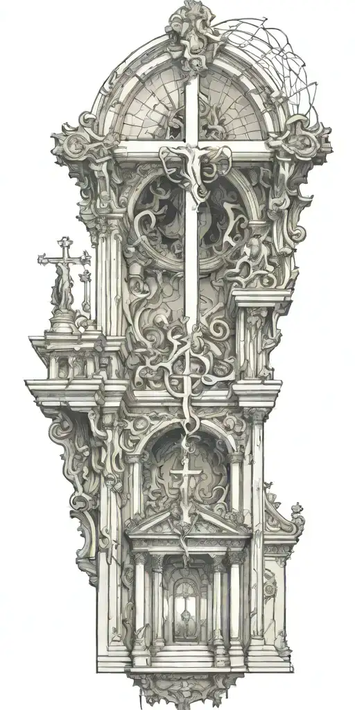 The Inside Of A Catholic Church With An Upside Down Cross