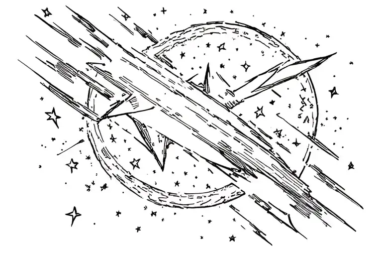 Shooting Star Fine Line Drawing