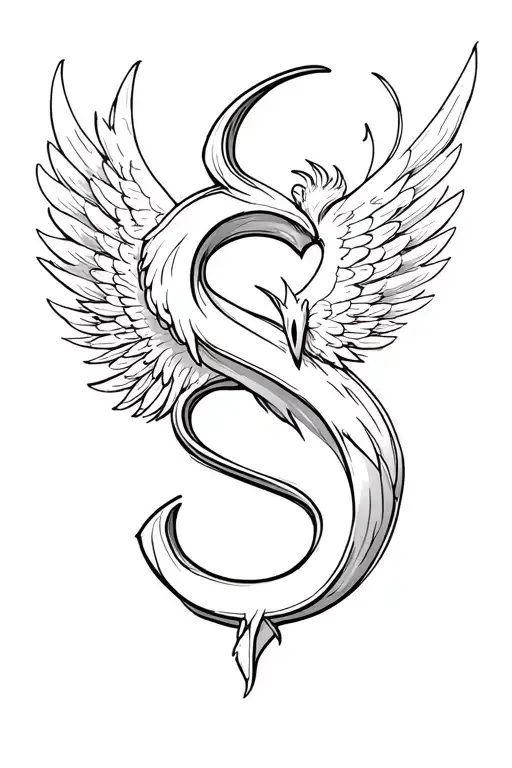Alphabet S With Pheonix Wings