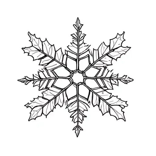 Snowflake With Holly Leaves Forming The Shape