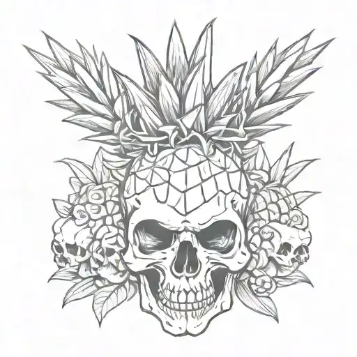 Skull With Pineapple Coming Out