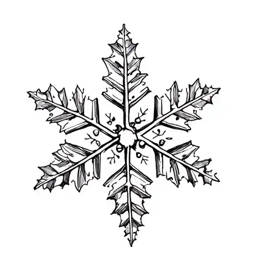 Snowflake With Holly Leaves And Berries Forming The Shape