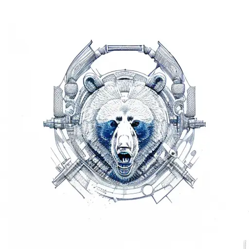 Bear Viking Symbol Blue White Black