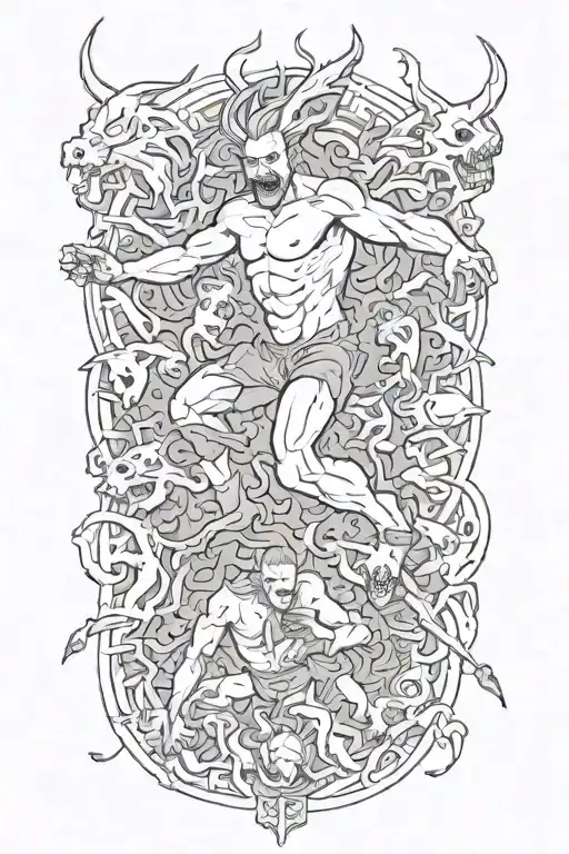 Human Fighting Off Demons Crawling Out Adhd