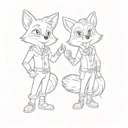 Two Cartoon Foxes
