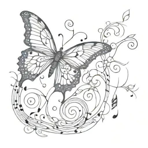 Butterfly Music Note Intertwined