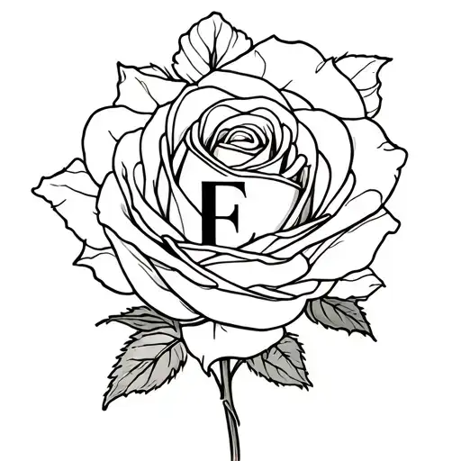 I Want A Fine Rose With The Letter E Hidden In The Rose And Very Fine Around That Make Zigzag