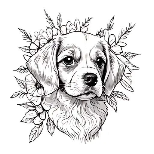Cavalier Puppy In Flowers