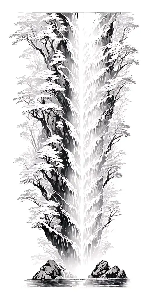 Cascading Waterfall Scene