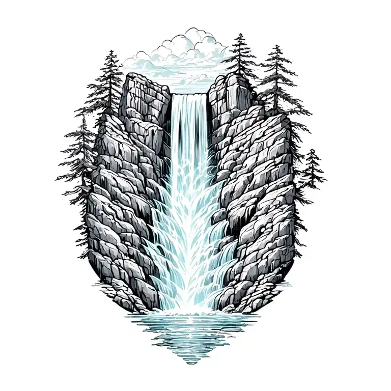 Cascading Waterfall Scene