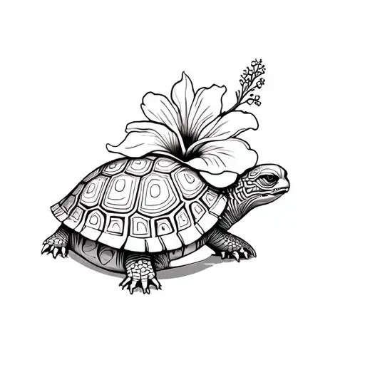 Tortoise Maori And Flower Hibiscus Flower