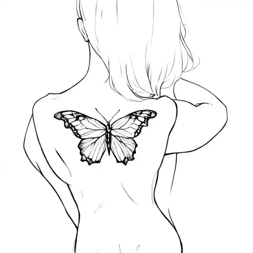 A Butterfly Tattoo On A Woman's Back