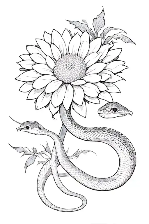 Snake And A Chrysanthemum Foil