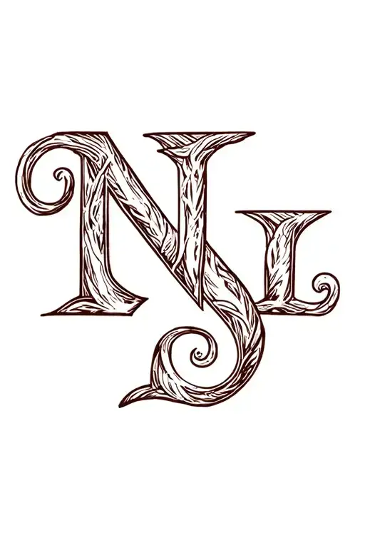 Letters With N S L In A Traditional Style
