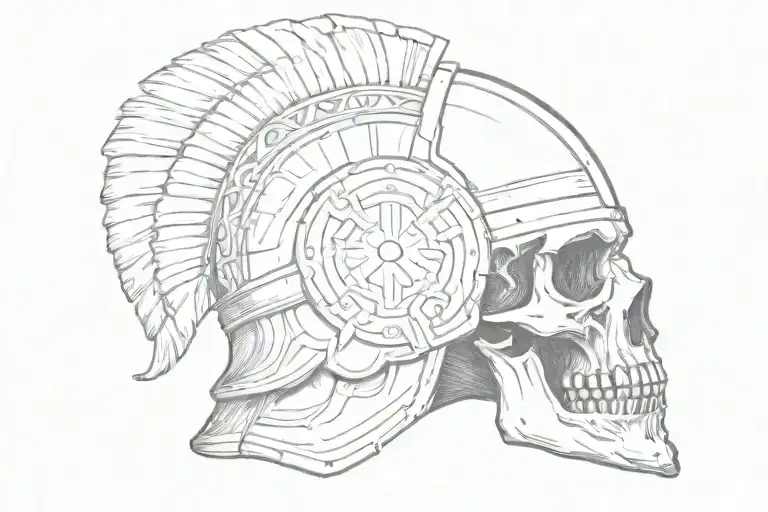 Skull Wearing A Roman Legionnaire Helmet