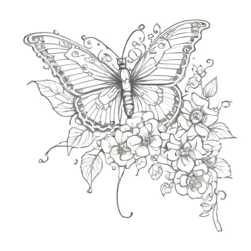 Butterfly And Flowers Surrounding