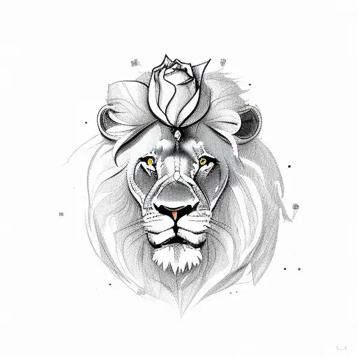 Lion With Rose