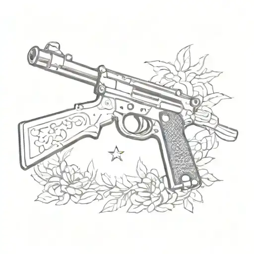 Tommy Gun Outline Drawing