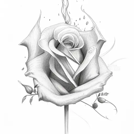 Flame With Rose And Lily