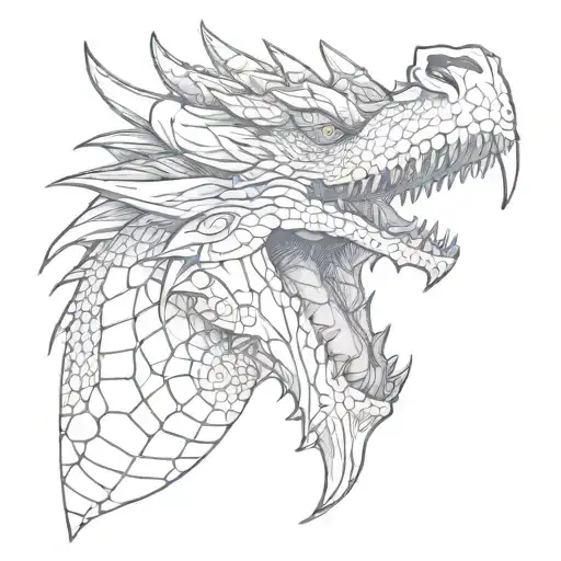 Sketch Of A Dragon's Muzzle In A Graphic Style For Women