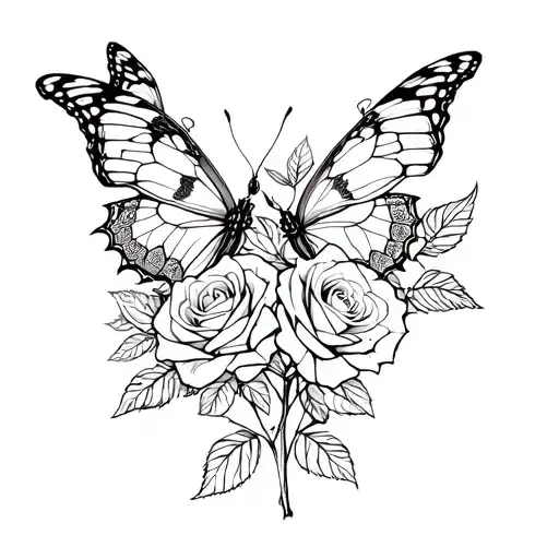 Butterflies And Roses Growing
