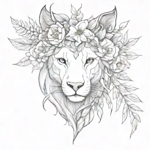 Flowers And An Animal's Head