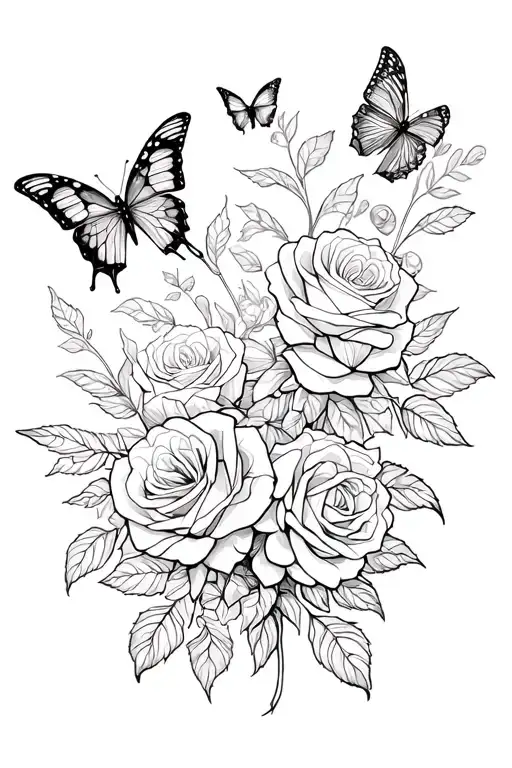 Butterflies And Roses Growing