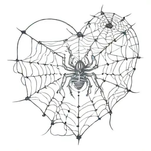 Heart Spider Web With Spider On Middle
