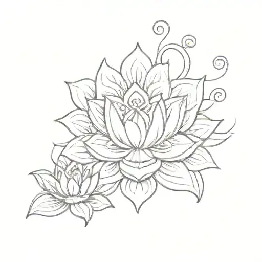 Om With Lotus Flowers